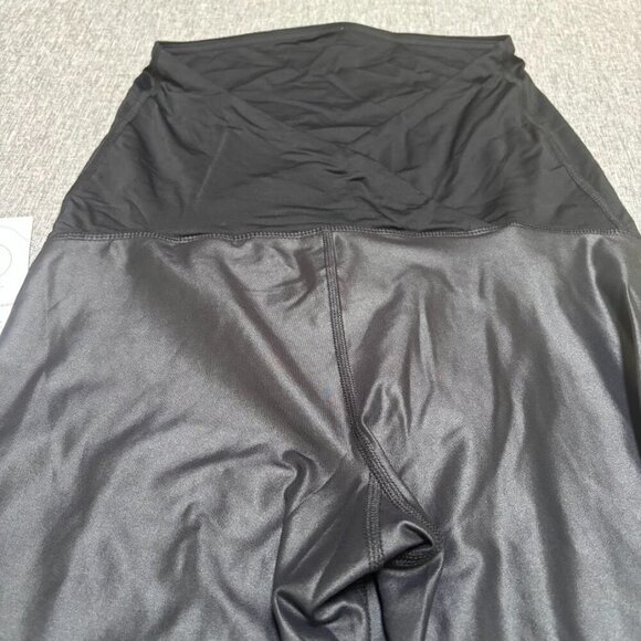 Isabel Maternity Leggings High Gloss Active Yoga Pants Belly Panel, Black, Small - Picture 2 of 8